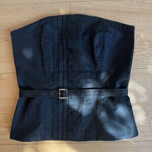 White House Black Market Pleated Tuxedo Bustier Top